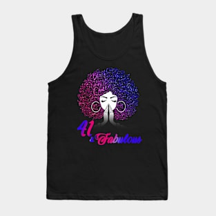 41 & Fabulous Afro Hair Black Women 41st Birthday Tank Top